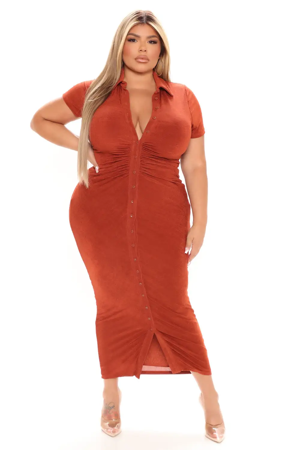 Silky Smooth Slinky Maxi Dress - Rust