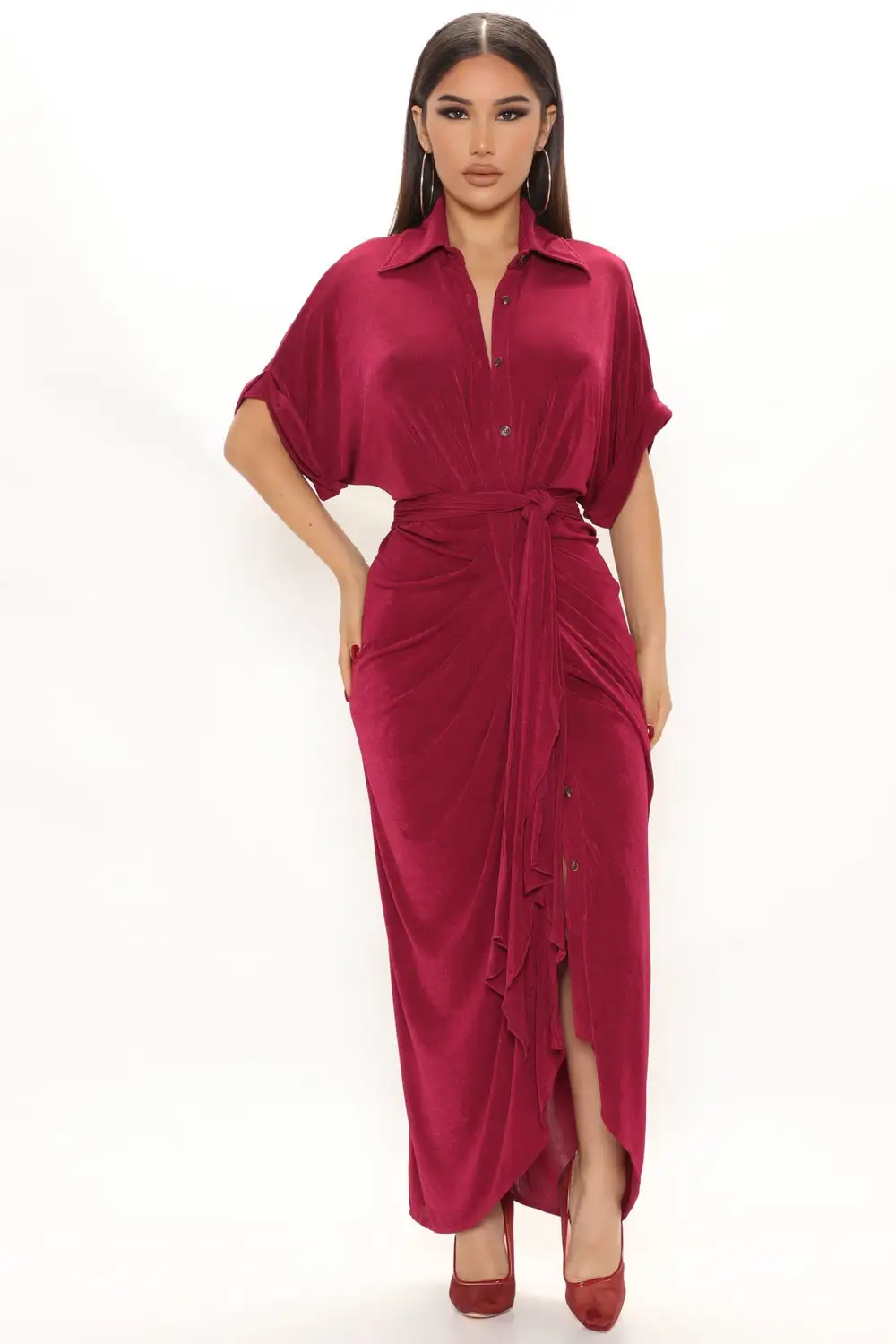 City Mood Slinky Midi Dress - Raspberry