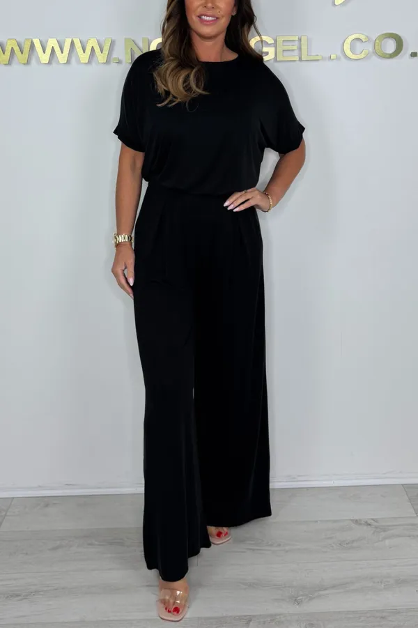 Women'S Solid Color Casual Short-Sleeved Top And Pants Two-Piece Set