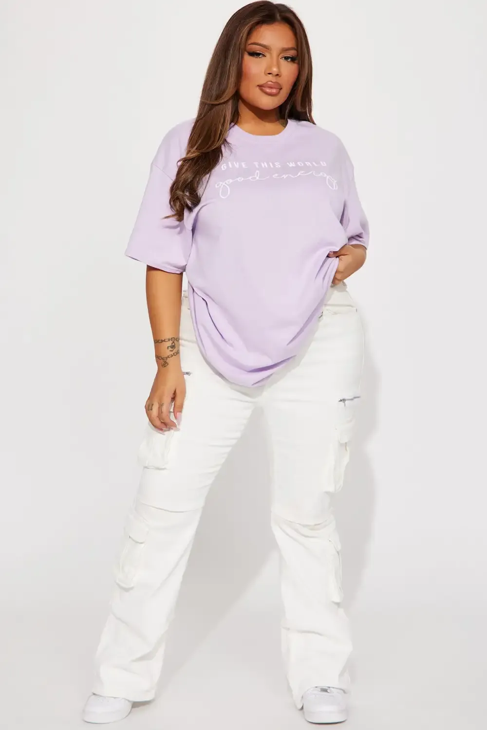 Give This World Good Energy Short Sleeve Tee - Lavender