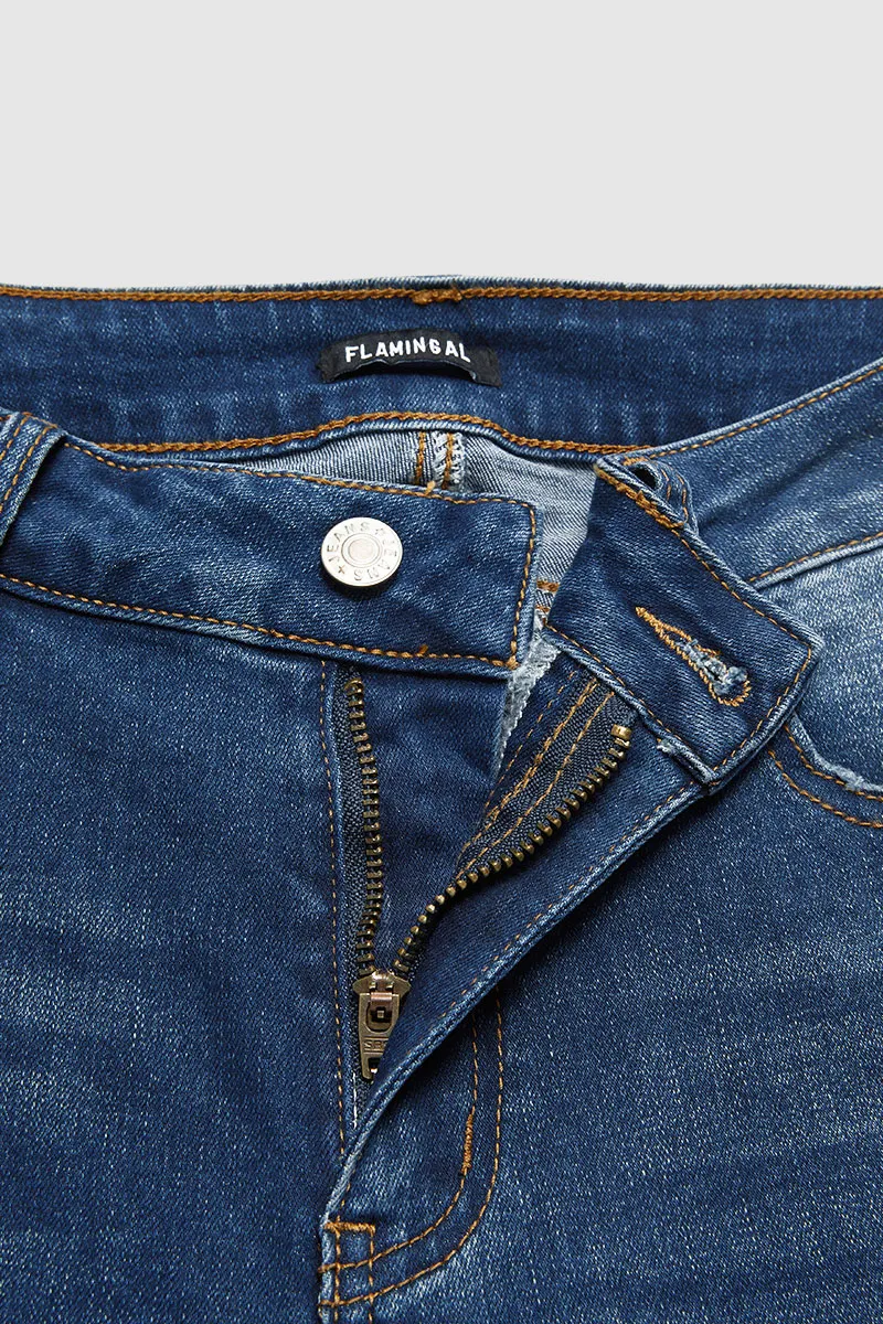 Wash Raw Hem Mid Rise Skinny Jeans