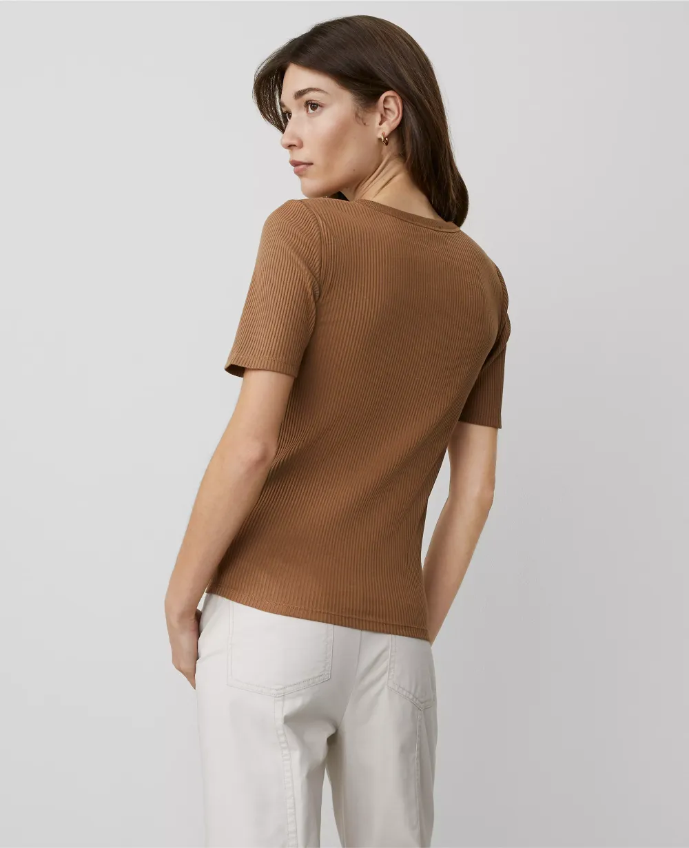 Weekend Collection Ribbed Henley Top