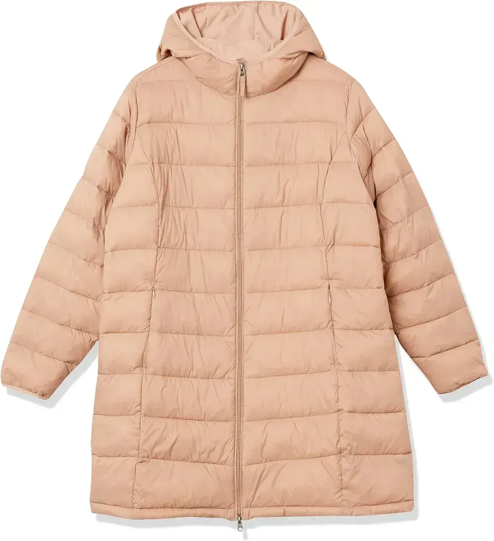 Women's Lightweight Water-Resistant Hooded Puffer Coat (Available in Plus Size)