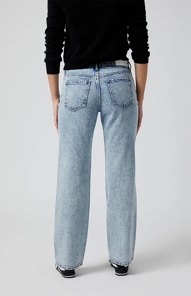 PacSun Jordyn Acid Low Rise Straight Leg Jeans Light Indigo