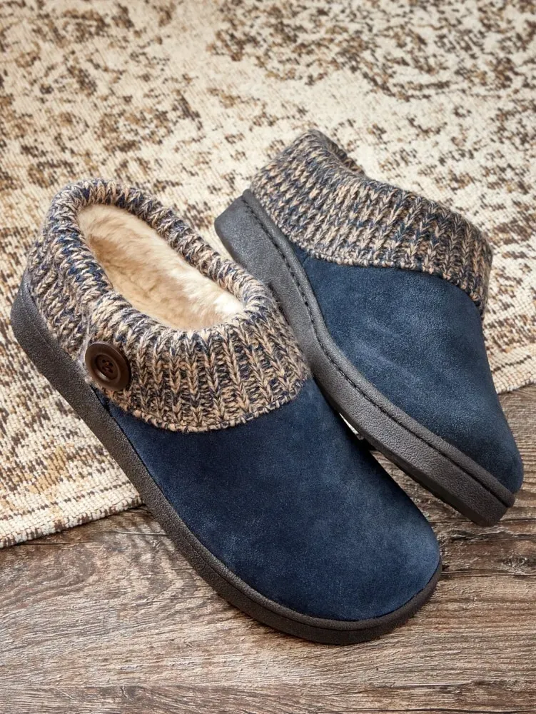 Women's Suede Slipper Clogs With Ragg Cuffs