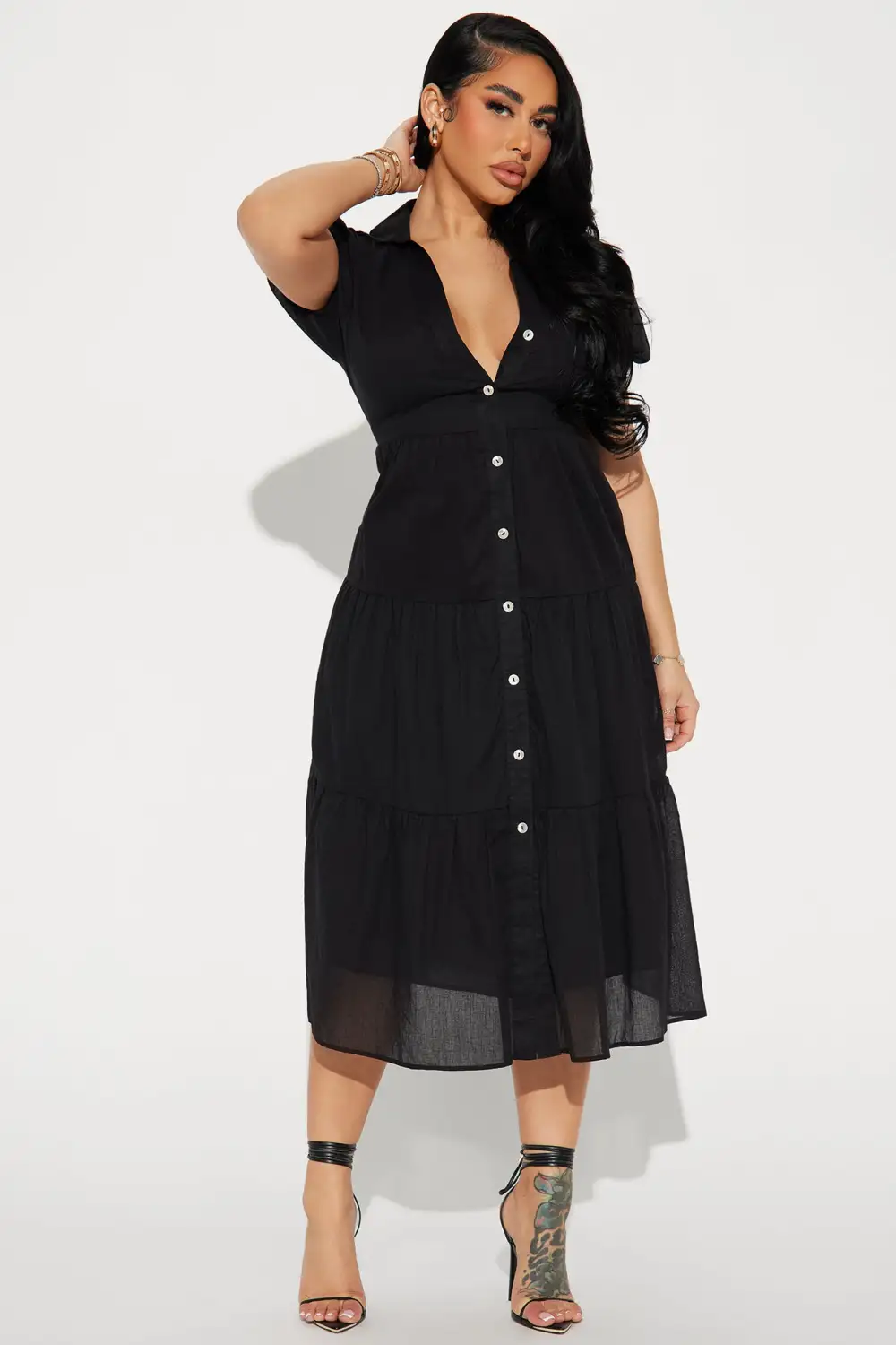 Stella Midi Dress - Black