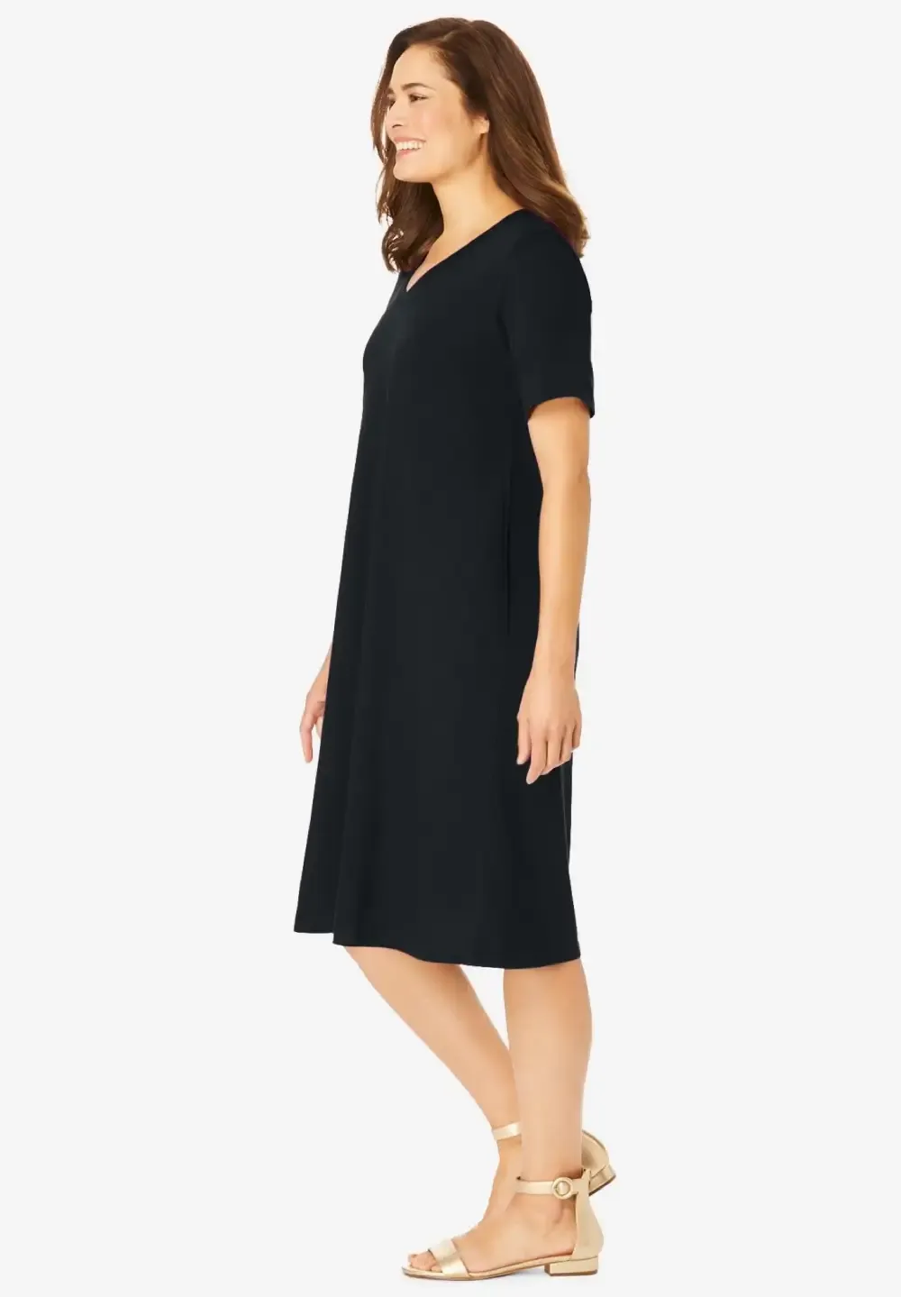 Perfect Short-Sleeve V-Neck Tee Dress