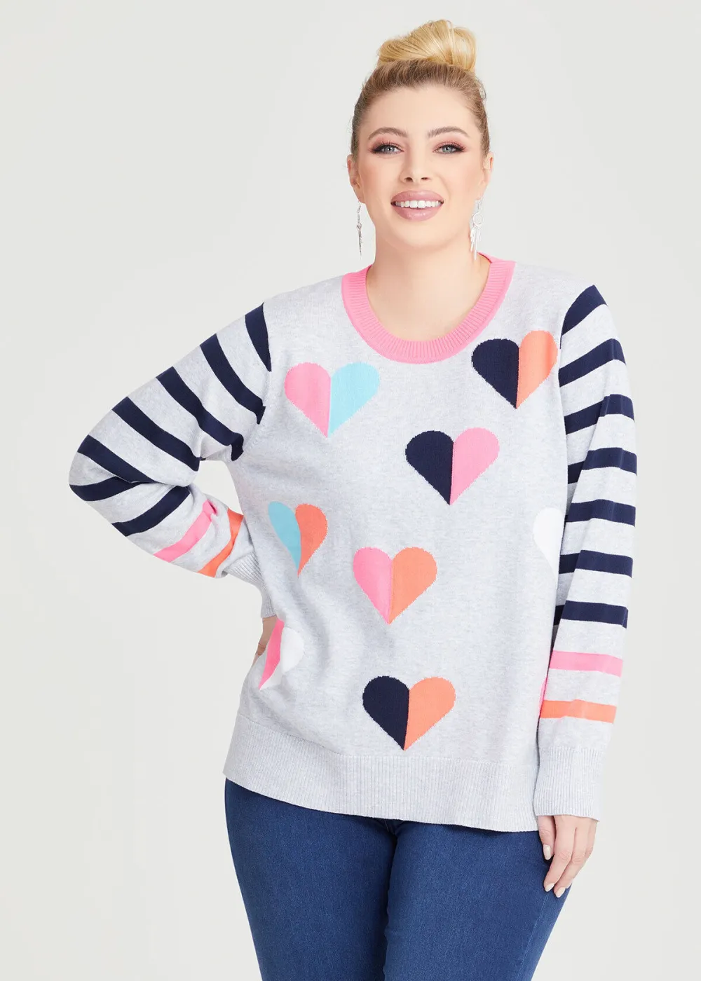 Stripe Love Heart Jumper