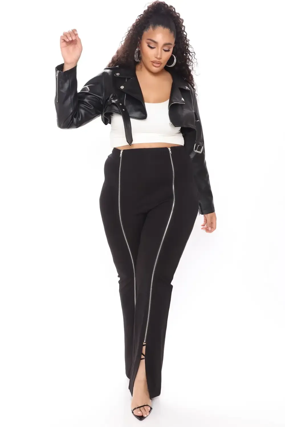 Pop It Crop It Faux Leather Jacket - Black