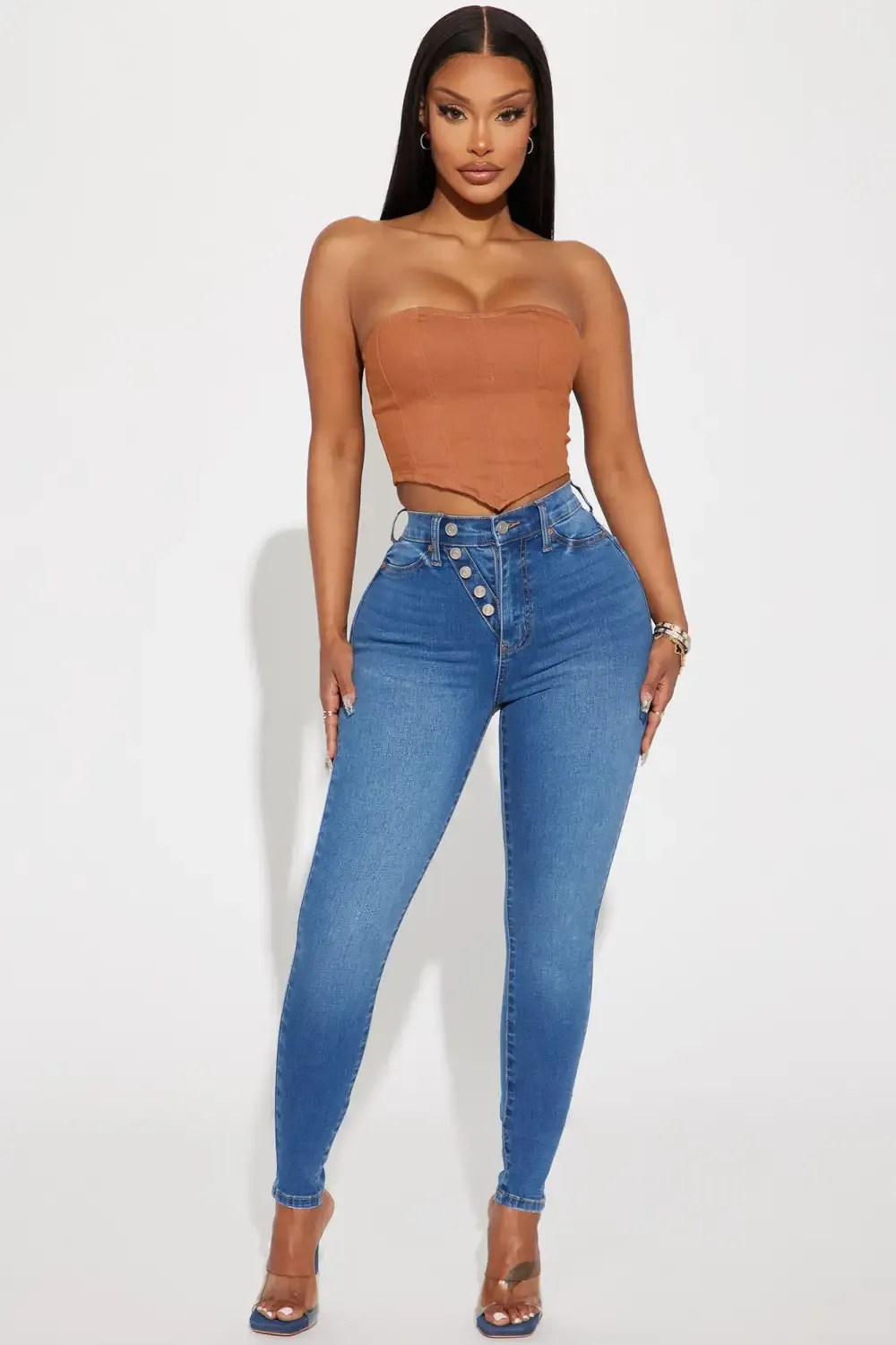 Kalie Curvy Compression Skinny Jean - Medium Wash