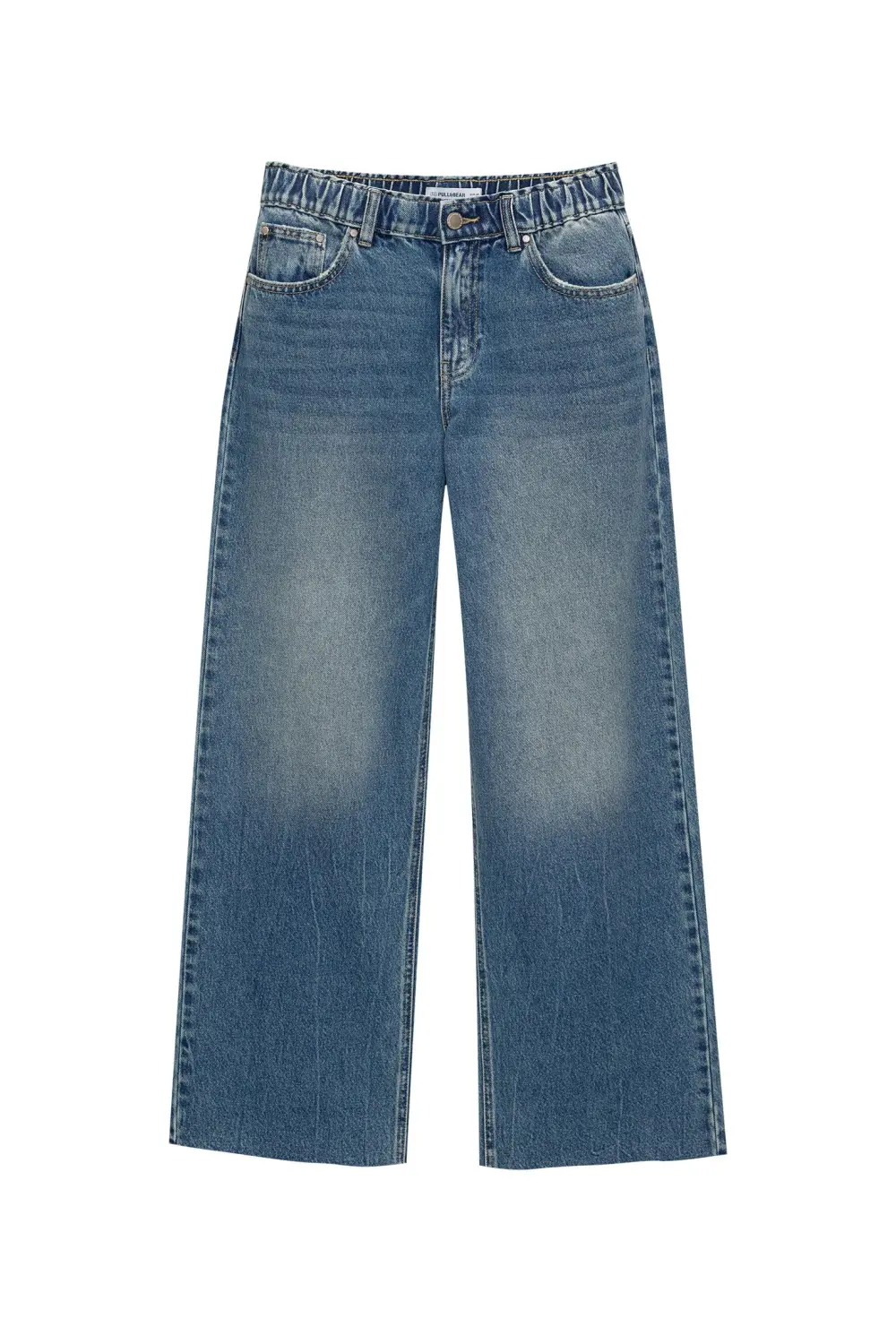 Jeans baggy wide leg cintura elástica