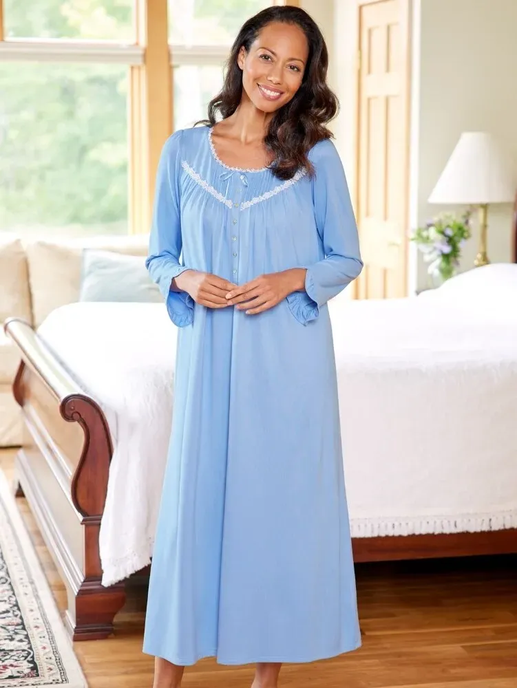 Ella Simone Cozy Nights Sweater-Knit Nightgown