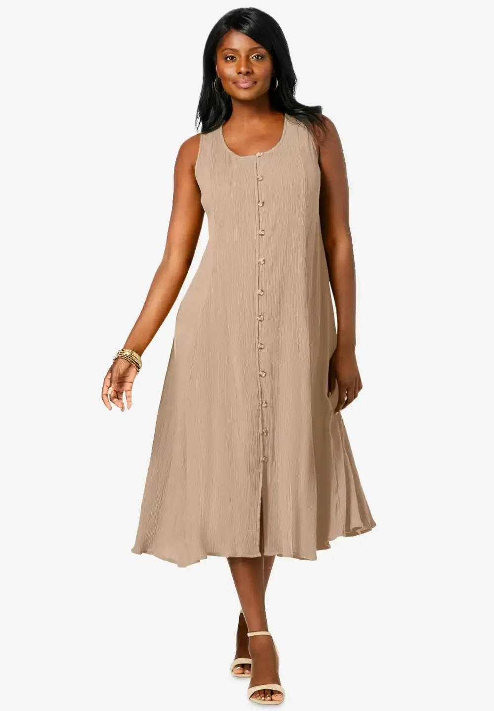 Button-Down Gauze Midi