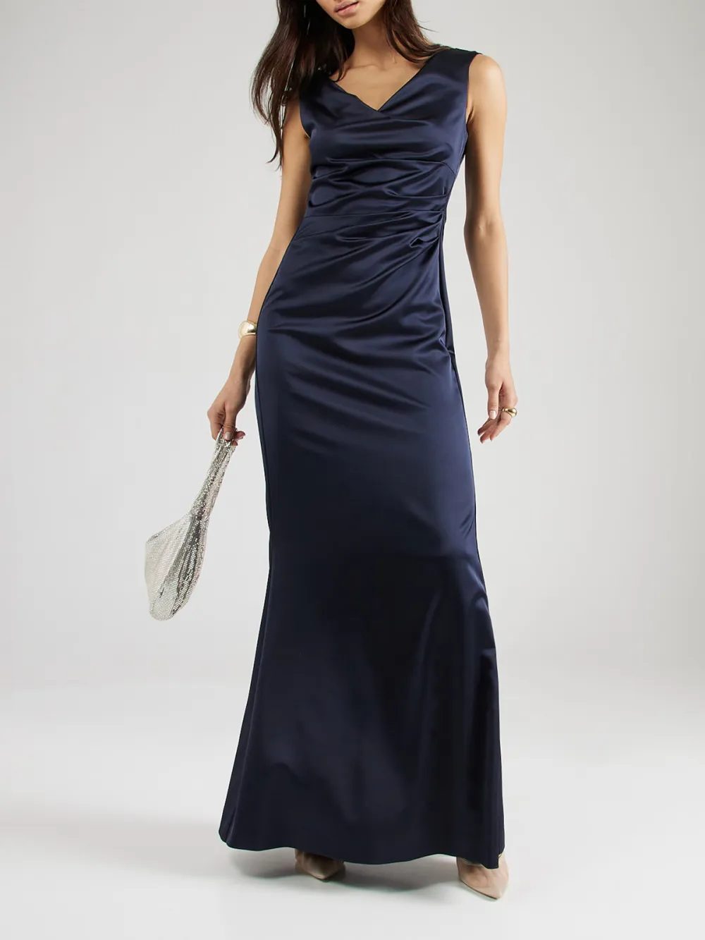 Plain Colored V-neck Casual Style Dress