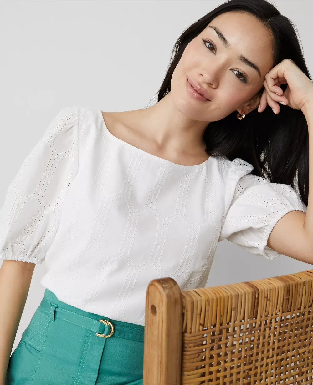 Eyelet Boatneck Popover