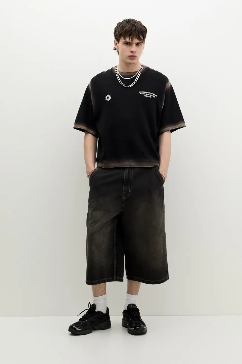 Knit T-shirt with faded edges