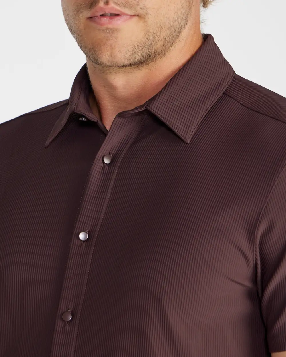 Ribbed+ Short Sleeve Button Down