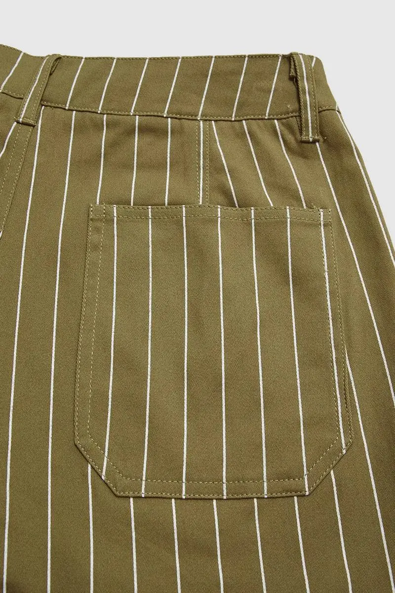 Striped Pattern Low Waist Straight Leg Pants