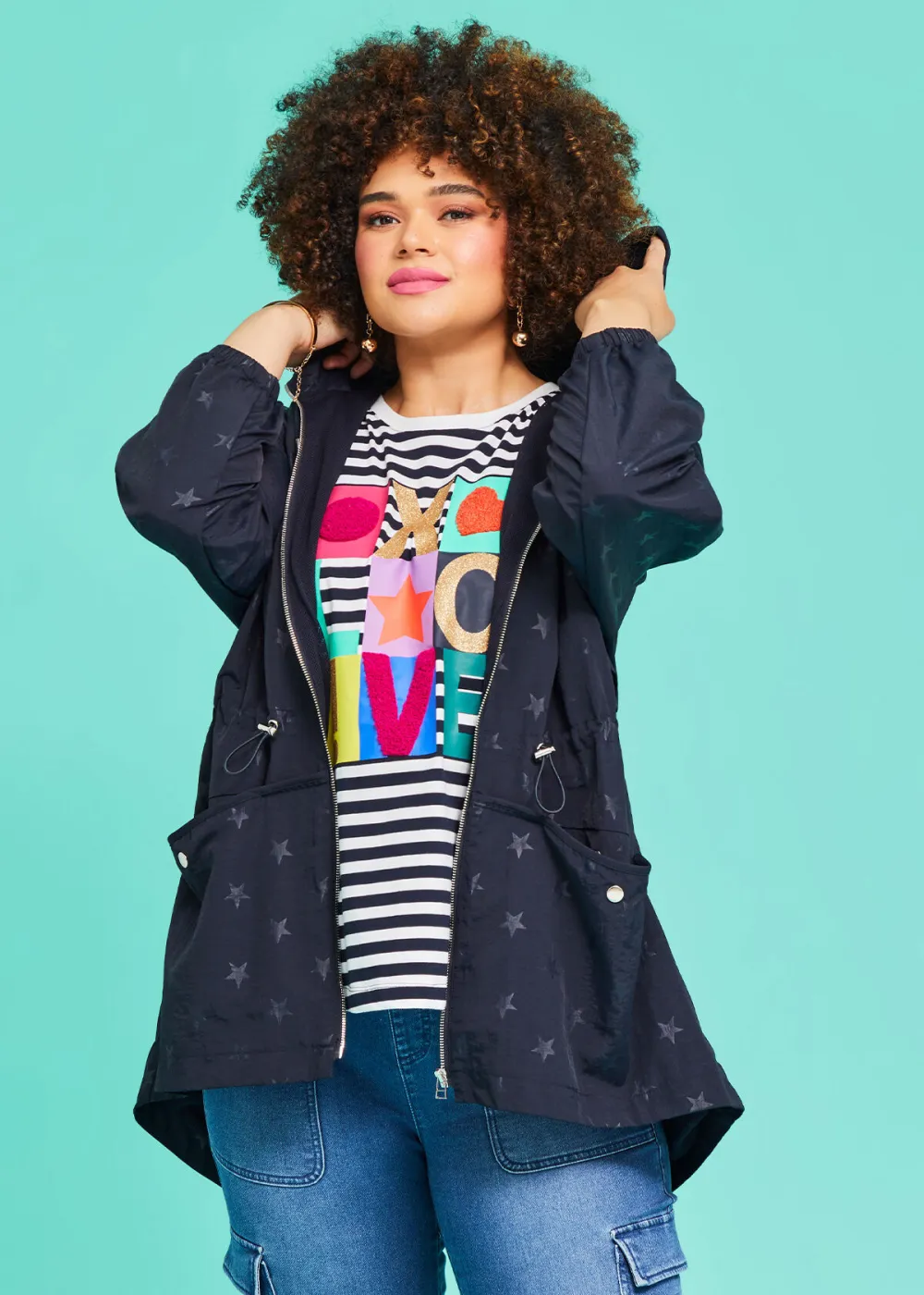 Star Print Zip Jacket