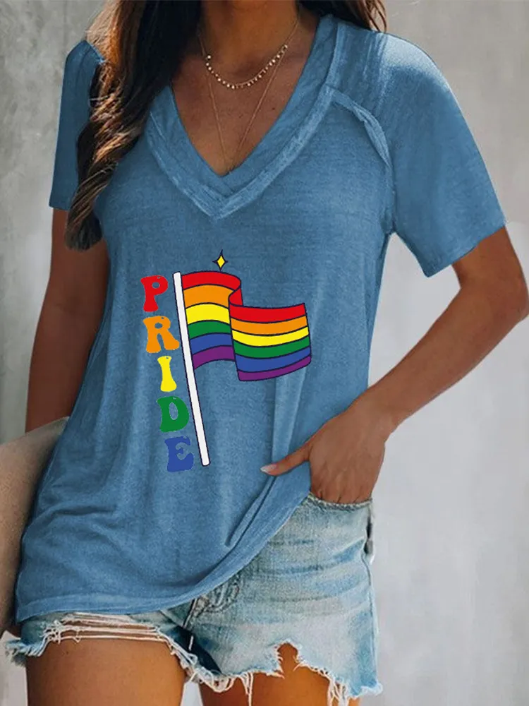 Women'S  Pride V-Neck Short-Sleeved T-Shirt