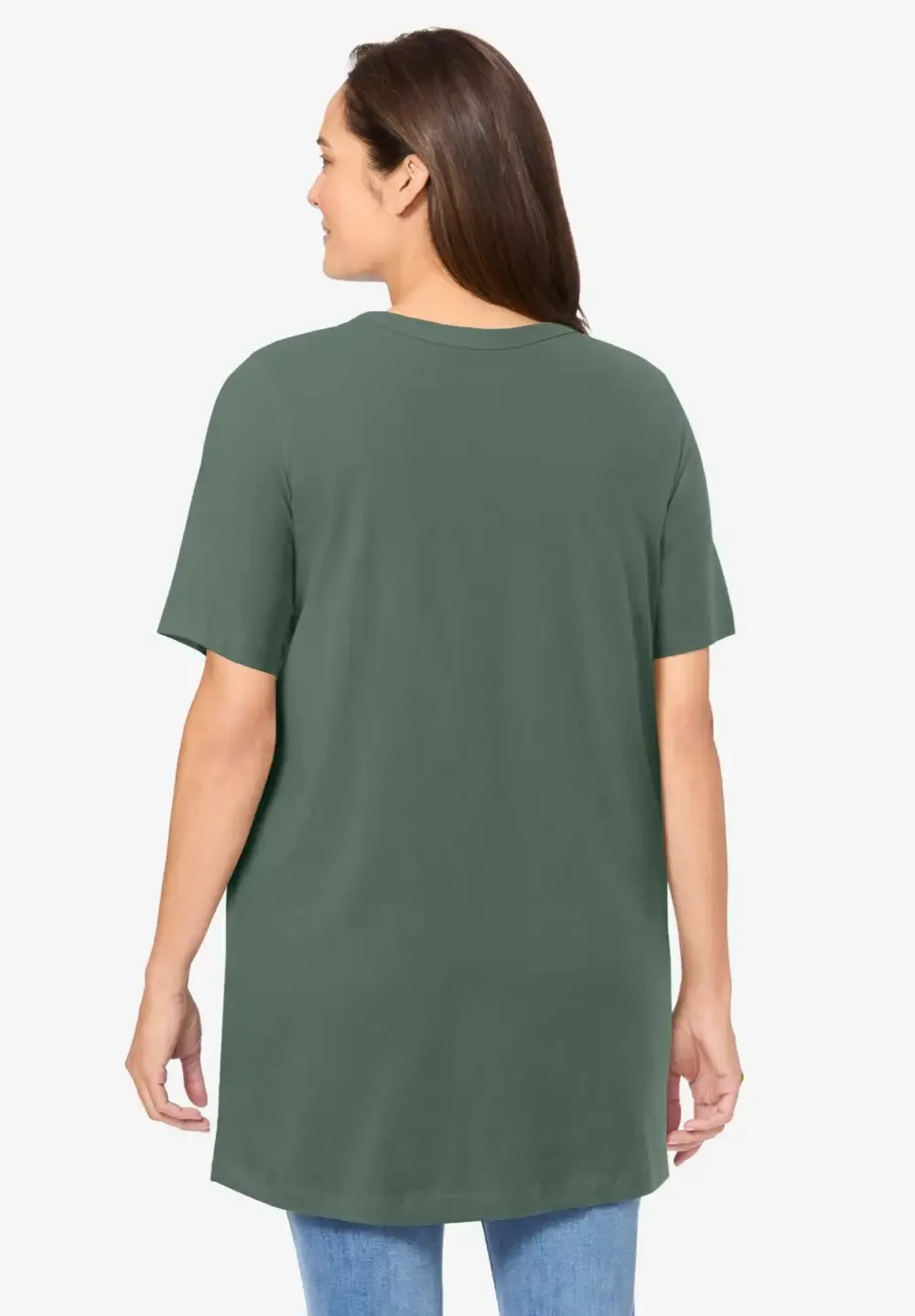 Perfect Short-Sleeve Shirred V-Neck Tunic