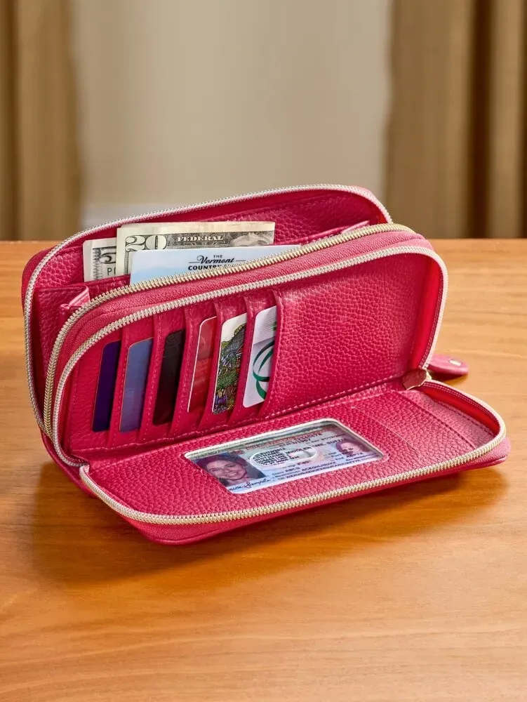Women's Everyday Double-Zip Organizer RFID-Blocking Wallet