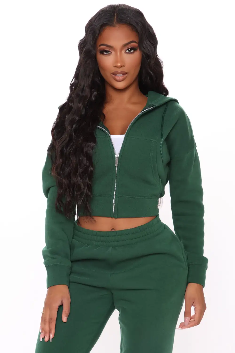 I Got This Zip Up Jacket And Jogger Set - Hunter