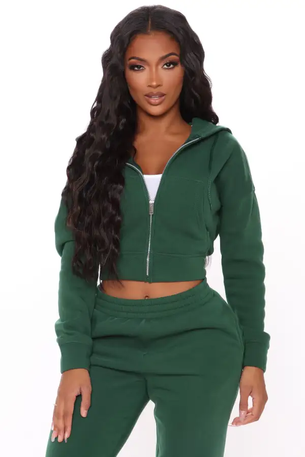 I Got This Zip Up Jacket And Jogger Set - Hunter