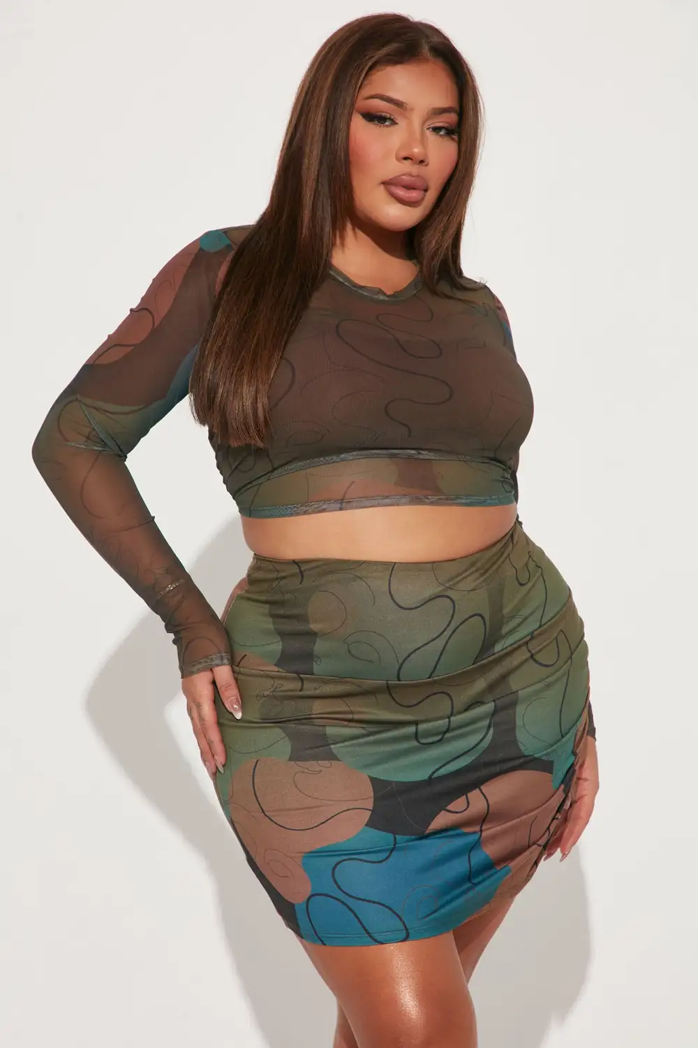Let Me Find Out Skirt Set - Blue/combo
