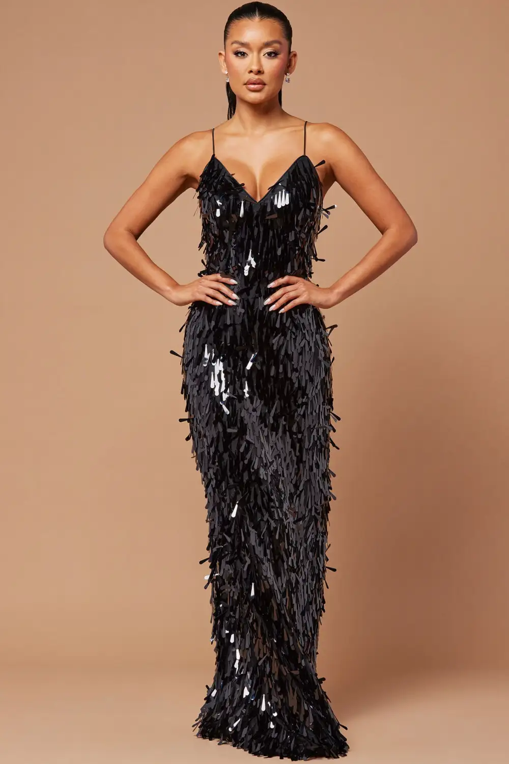 Emilia Paillette Maxi Dress - Black