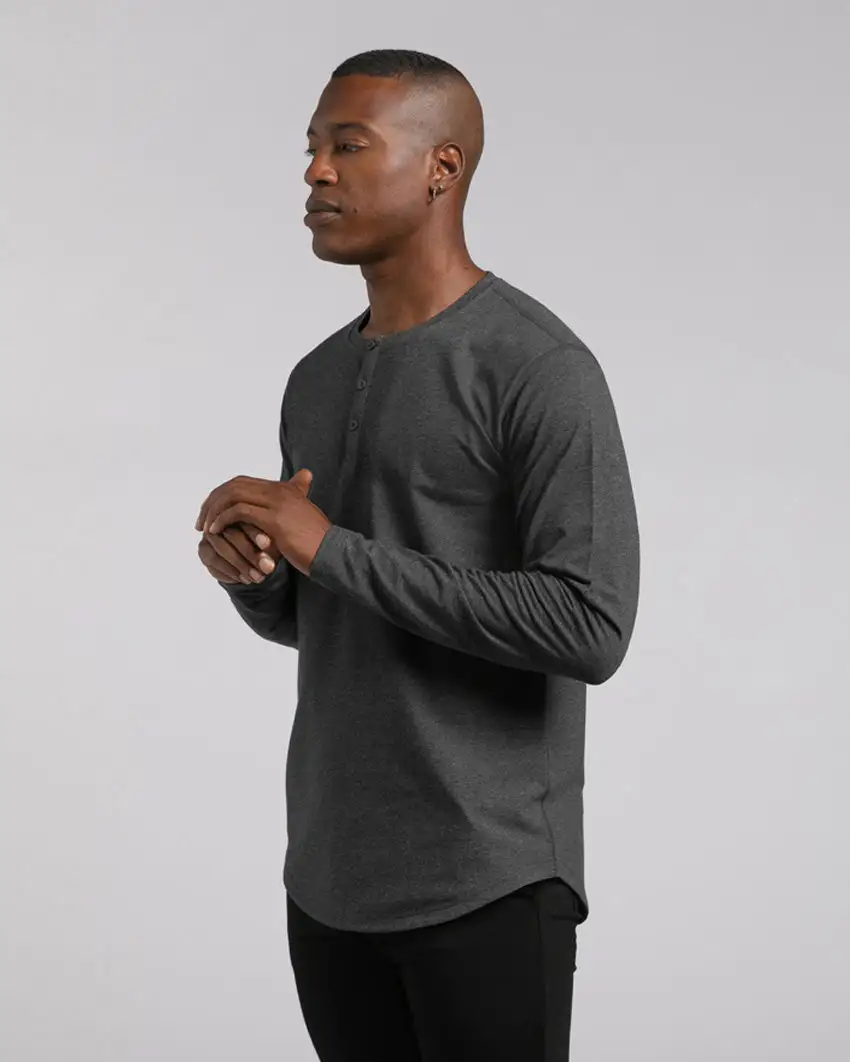Henley Drop-Cut Long Sleeve: Lux