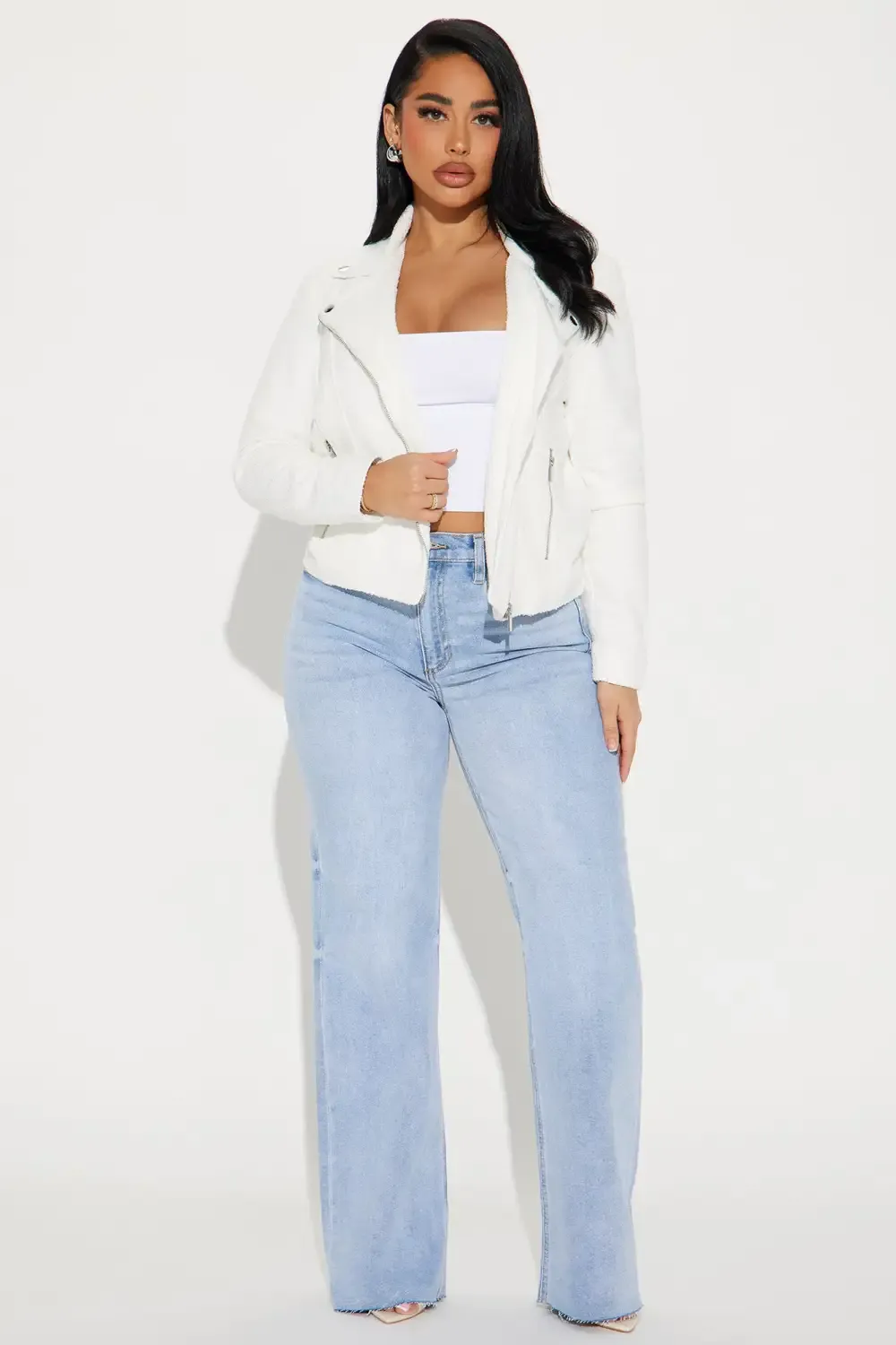 Lana Tweed Moto Jacket - White