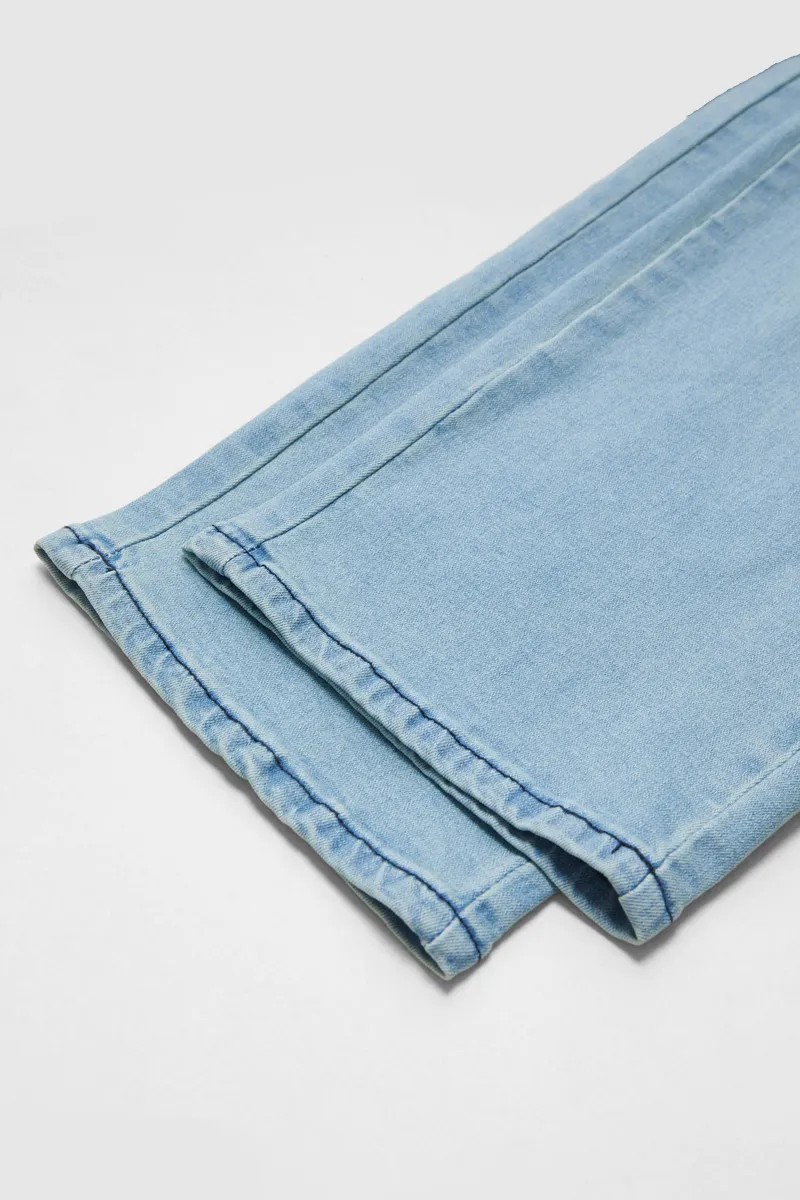 Double Button Roll Hem Low Waist Jeans