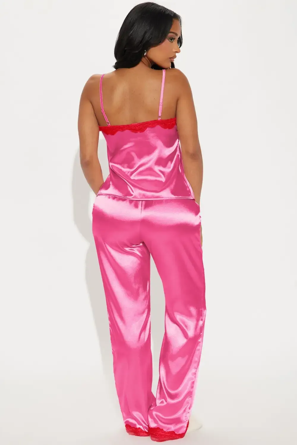 Dreamy Moments Satin PJ Pant Set - Hot Pink