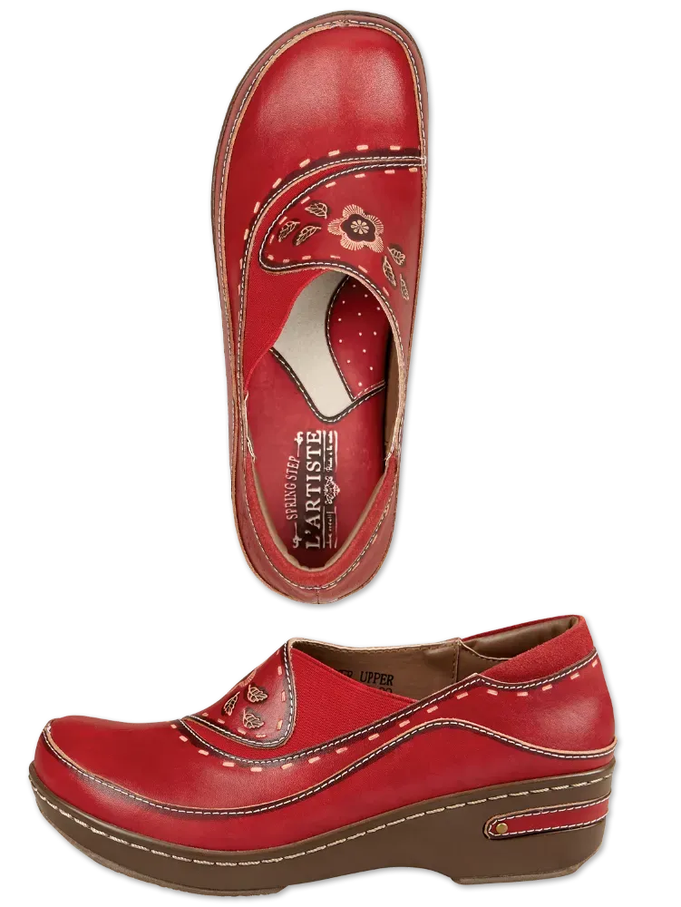 Women's Brushstrokes And Blossoms Leather Clogs