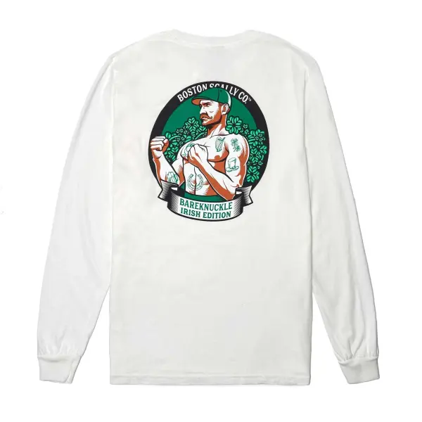 Boston Scally The Bareknuckle - Irish Edition Long Sleeve Tee T-Shirt - White
