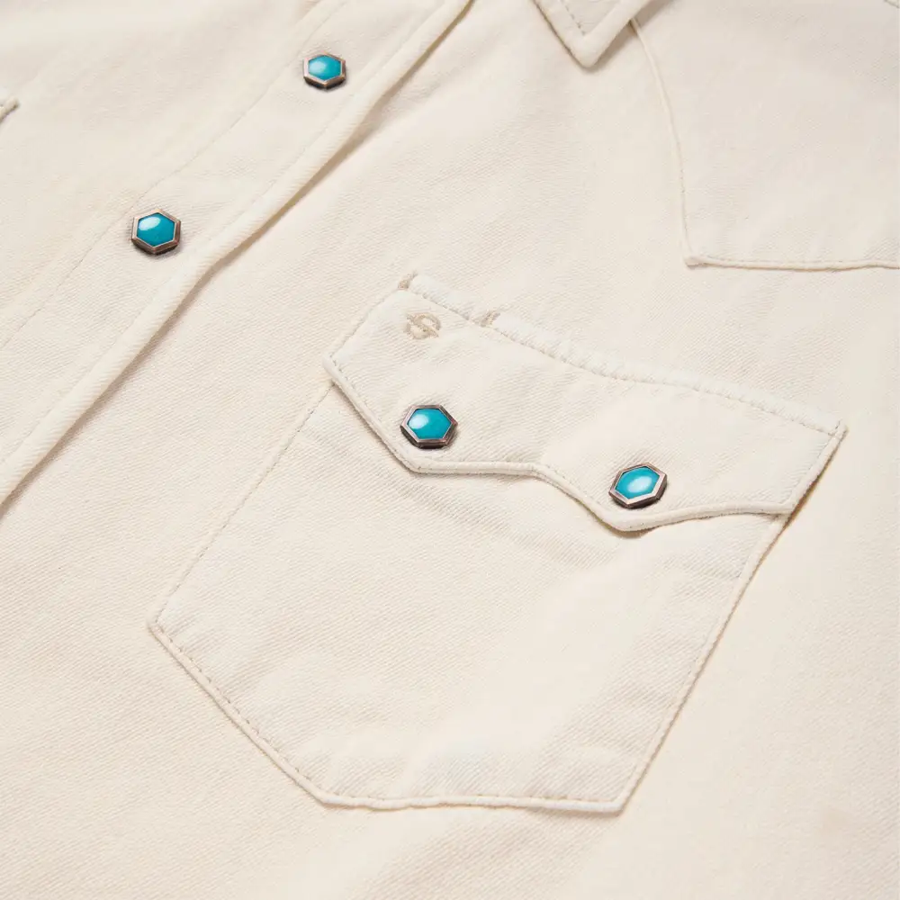 Turquoise Snap Western Denim Shirt