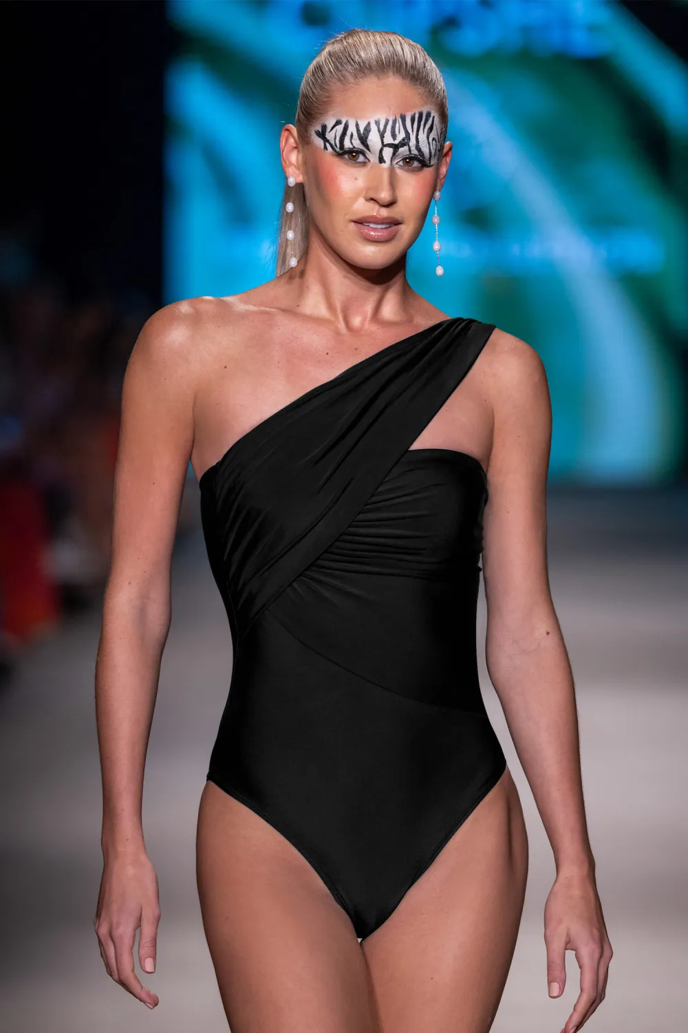 Colorblock Asymmetrical Tummy Control One-Piece