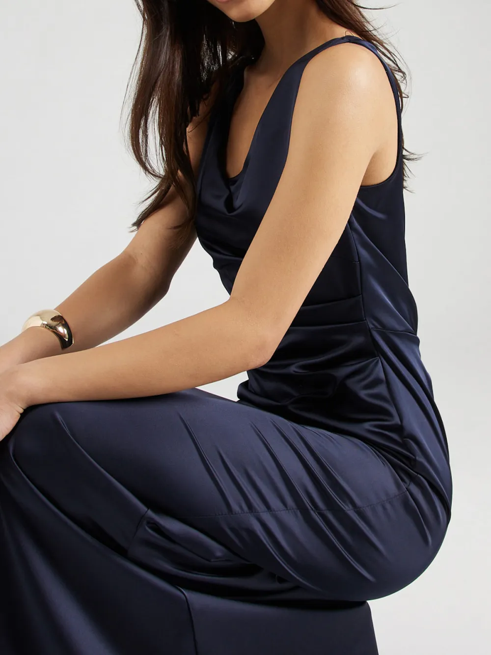 Plain Colored V-neck Casual Style Dress