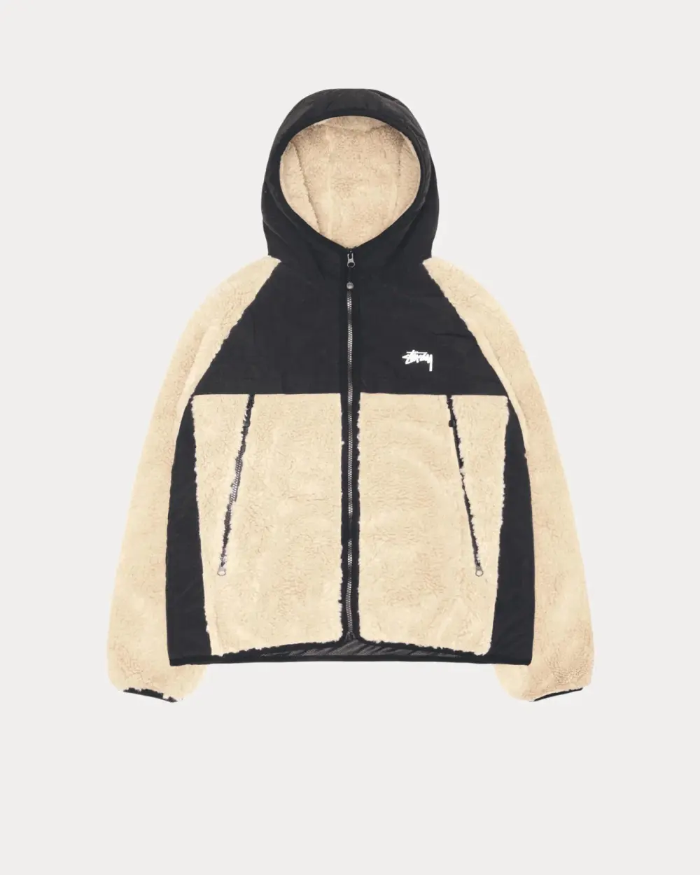 SHERPA PANELED HOODED JACKET