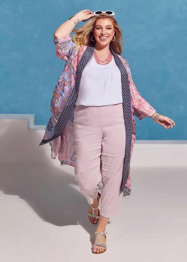 Stretch Linen Lounge Crop Pant