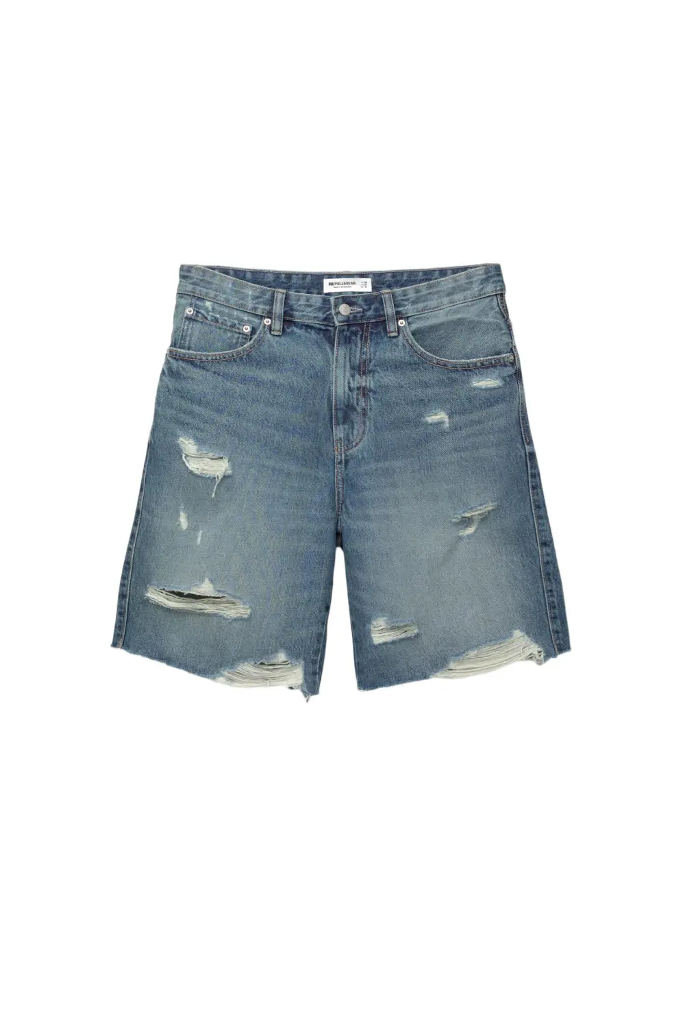Ripped denim Bermuda shorts