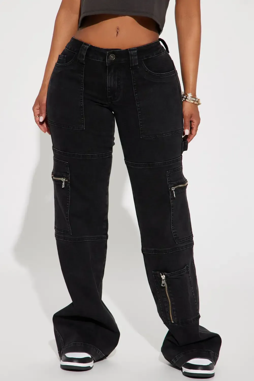 To The Next Level Stretch Cargo Jean - Black Wash