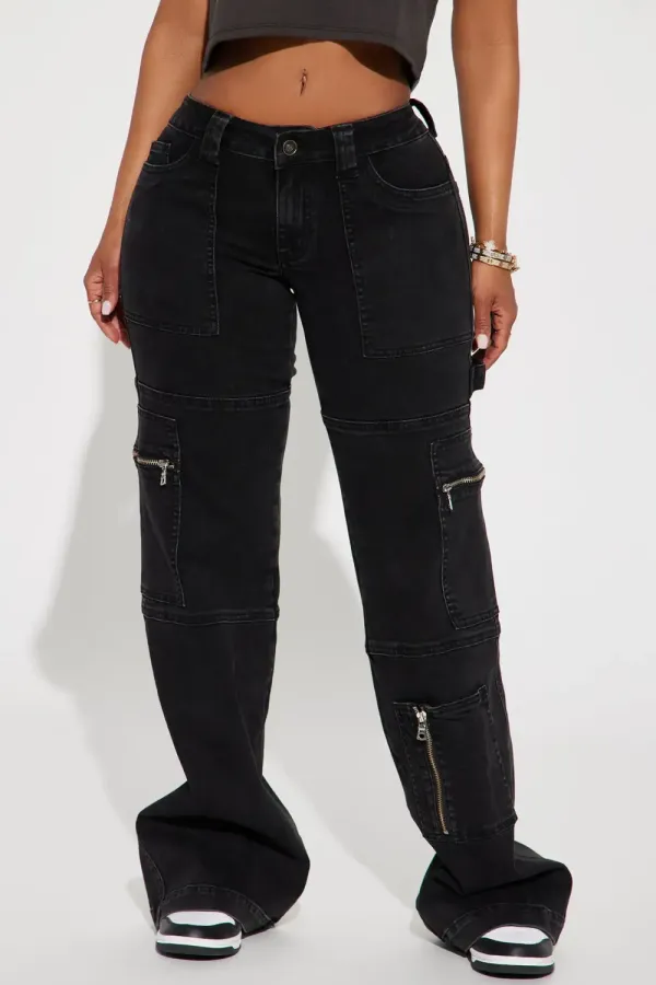 To The Next Level Stretch Cargo Jean - Black Wash