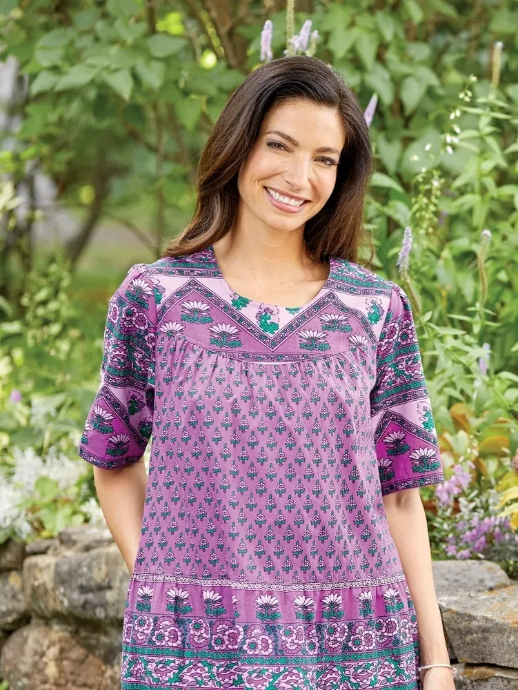 Mid-Calf Tiered Cotton Muumuu