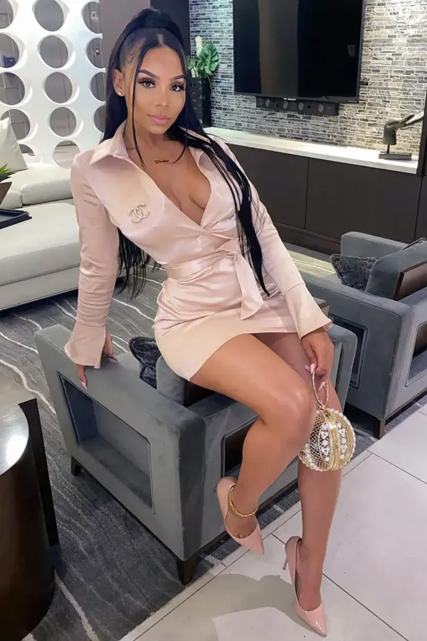 Step Up Satin Mini Dress - Pink