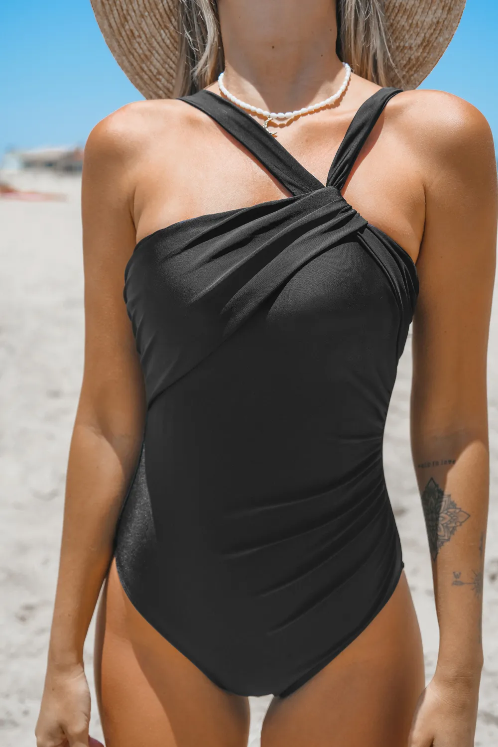 Plum Asymmetrical Tummy Control One-Piece
