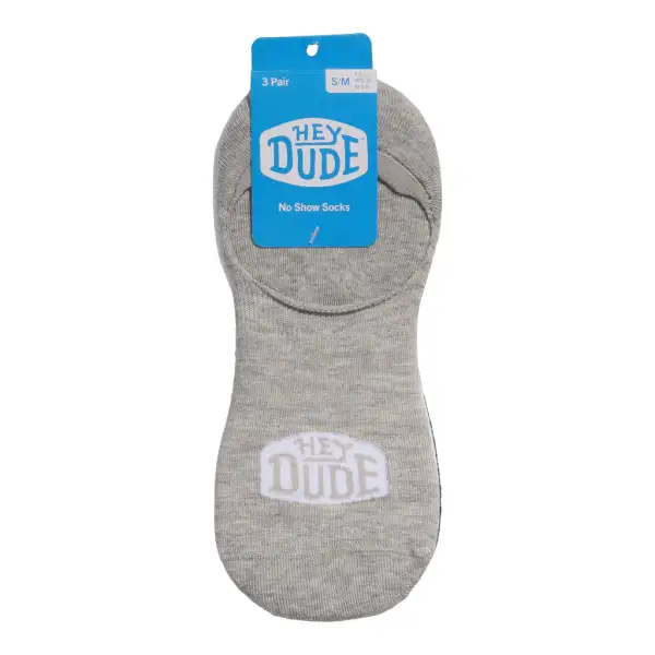 （📢Limit one pack per person）HEYDUDE No Show Sock 3 Pack - Multi Grey/White/Black