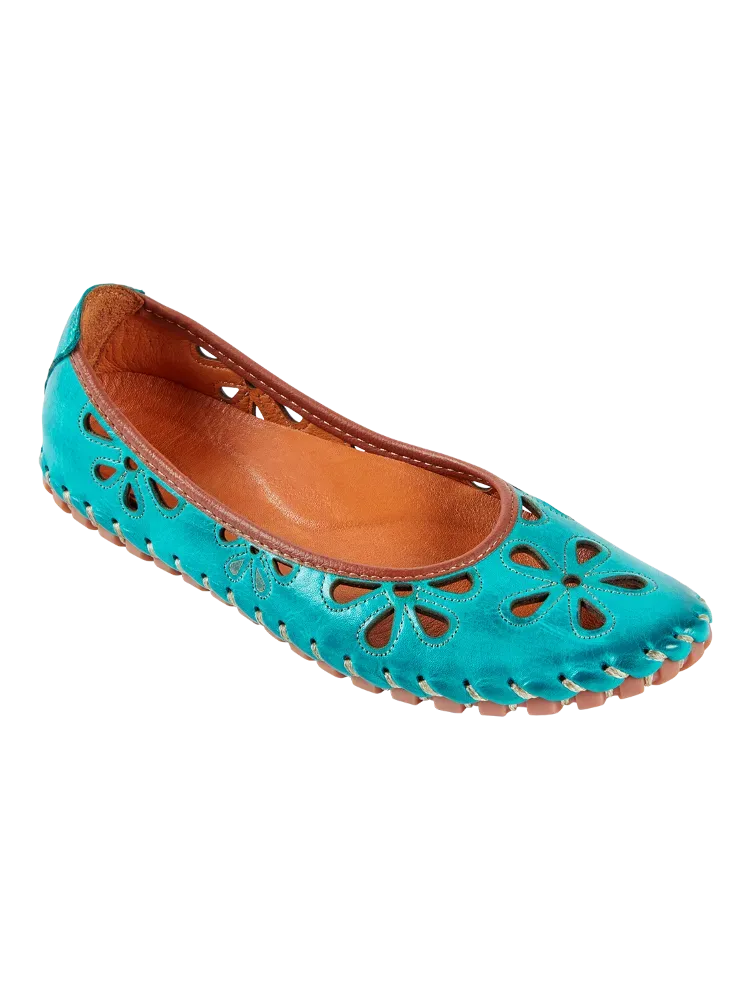 Women's Leather Eyelet Slip-On Flats