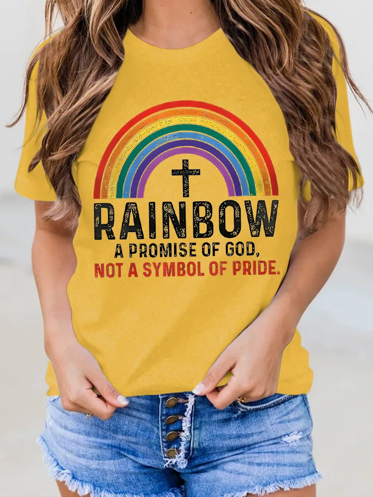 Women'S Rainbow A Promise Of God, Not A Symbol Of Pride. Round-Neck Short-Sleeved T-Shirt